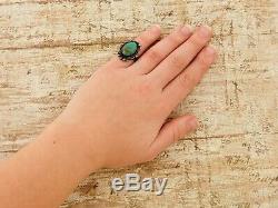 Antique Vintage 900 Sterling Coin Silver Native Navajo Turquoise Pinky Ring Sz 4