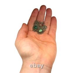 Antique Vintage Native Navajo Pawn Coin Sterling Silver Turquoise Pendant 8.6g