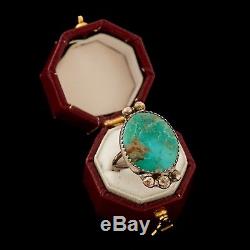 Antique Vintage Native Navajo Pawn Sterling Silver Royston Turquoise Ring S 3.75