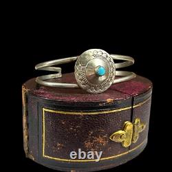 Antique Vintage Native Navajo Pawn Sterling Silver Turquoise Cuff Bracelet 11.7g