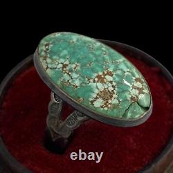Antique Vintage Native Navajo Sterling Silver 925 Turquoise Ring S 4.25 3.3g