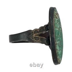 Antique Vintage Native Navajo Sterling Silver 925 Turquoise Ring S 4.25 3.3g
