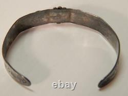 Antique Vintage Navajo Indian Harvey Era Coin Silver Bracelet Snakes+lightning