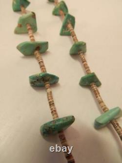 Antique Vintage Navajo / Santo Domingo Pueblo Indian Turquoise + Heishi Necklace