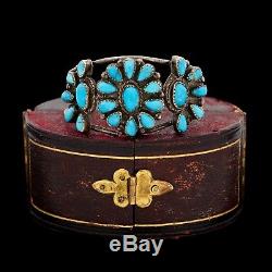Antique Vintage Sterling Silver Native Navajo Turquoise Pawn Cuff Bracelet