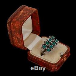 Antique Vintage Sterling Silver Native Zuni Turquoise Petit Point Band Ring Sz 7