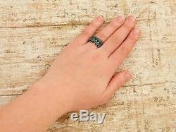 Antique Vintage Sterling Silver Native Zuni Turquoise Petit Point Band Ring Sz 7