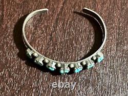 Antique Zuni Sterling Silver Turquoise Multi-stone Cuff Bracelet Native American