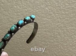 Antique Zuni Sterling Silver Turquoise Multi-stone Cuff Bracelet Native American