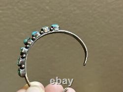 Antique Zuni Sterling Silver Turquoise Multi-stone Cuff Bracelet Native American