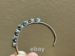 Antique Zuni Sterling Silver Turquoise Multi-stone Cuff Bracelet Native American