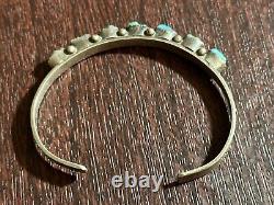 Antique Zuni Sterling Silver Turquoise Multi-stone Cuff Bracelet Native American