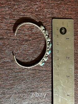 Antique Zuni Sterling Silver Turquoise Multi-stone Cuff Bracelet Native American