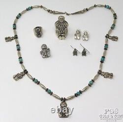 Assorted Vintage Sterling Silver Native American Storyteller Jewelry Set 27059