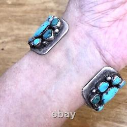 Astounding Navajo Turquoise Cuff Bracelet 7.25in Silver Signed JEB 135g VTG