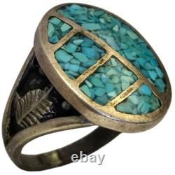 Astute Vintage Navajo Sterling Silver Turquoise Inlay Ringsz11