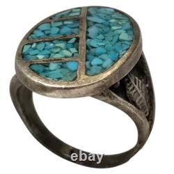 Astute Vintage Navajo Sterling Silver Turquoise Inlay Ringsz11