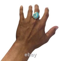 Astute Vintage Navajo Sterling Silver Turquoise Inlay Ringsz11