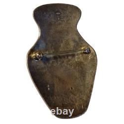 Astute WILLIAM SINGER NAVAJO VINTAGE STERLING CHIP INLAY Olla Pin Brooch