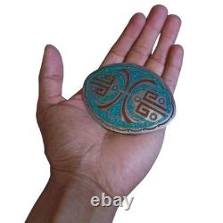 Astute WILLIAM SINGER NAVAJO VINTAGE STERLING TURQUOISE CORAL CHIP INLAY BUCKLE