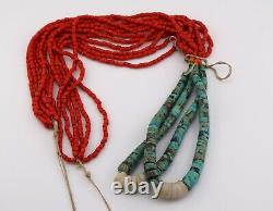 Authentic Vintage Native American Serpentine Necklace Handmade Navajo Jewelry