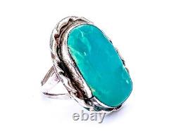 Authentic vtg native american navajo sterling turquoise twisted ring 4 6 GR