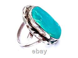 Authentic vtg native american navajo sterling turquoise twisted ring 4 6 GR