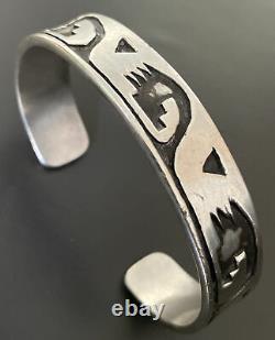 BEAUTIFUL VINTAGE HOPI STERLING SILVER THICK HEAVY Cuff BRACELET 37.4g M/F