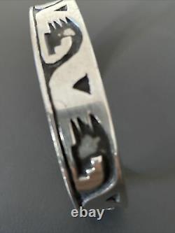 BEAUTIFUL VINTAGE HOPI STERLING SILVER THICK HEAVY Cuff BRACELET 37.4g M/F