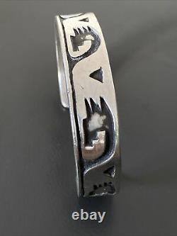 BEAUTIFUL VINTAGE HOPI STERLING SILVER THICK HEAVY Cuff BRACELET 37.4g M/F