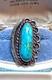 BEAUTIFUL Vintage Native American Large Sterling Silver Turquoise Stampwork Ring