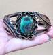 BEAUTIFUL Vintage Native American ORNATE Sterling Silver Turquoise Cuff Bracelet