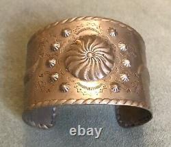 BELL TRADING Native American Cuff Bracelet Navajo Vintage Jewelry Nickel Silver