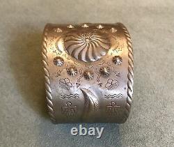 BELL TRADING Native American Cuff Bracelet Navajo Vintage Jewelry Nickel Silver