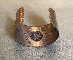 BELL TRADING Native American Cuff Bracelet Navajo Vintage Jewelry Nickel Silver