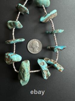 BIG Chunky Navajo Vintage Turquoise Nugget Heishi Bead Necklace 25 106g #305