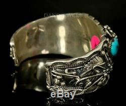 BIG VINTAGE Old PAWN Navajo Morenci TURQUOISE Faux Claw Sterling CUFF Bracelet