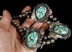 BISBEE SPIDERWEB TURQUOISE Vintage Navajo CHOKER Beads NECKLACE