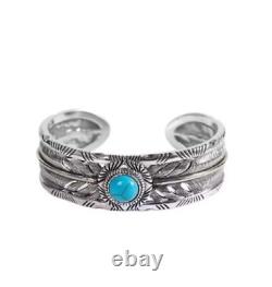 BRAND NEW! Vintage native American Navajo silver turquoise stone cuff bracelet