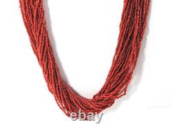 Beaded Multi-Strand 32 Necklace Red Glass Seed Beads Vintage Native American