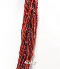 Beaded Multi-Strand 32 Necklace Red Glass Seed Beads Vintage Native American