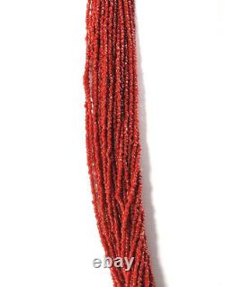 Beaded Multi-Strand 32 Necklace Red Glass Seed Beads Vintage Native American