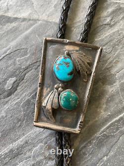 Beautiful Dee Morris Native American Turquoise Vintage Bolo Tie Jewelry Signed