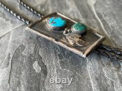 Beautiful Dee Morris Native American Turquoise Vintage Bolo Tie Jewelry Signed