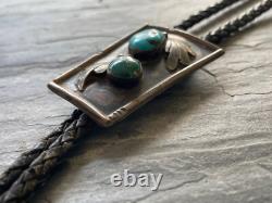 Beautiful Dee Morris Native American Turquoise Vintage Bolo Tie Jewelry Signed