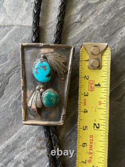 Beautiful Dee Morris Native American Turquoise Vintage Bolo Tie Jewelry Signed