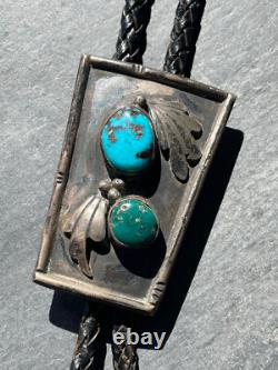 Beautiful Dee Morris Native American Turquoise Vintage Bolo Tie Jewelry Signed