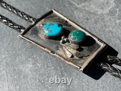 Beautiful Dee Morris Native American Turquoise Vintage Bolo Tie Jewelry Signed