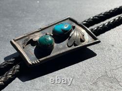 Beautiful Dee Morris Native American Turquoise Vintage Bolo Tie Jewelry Signed