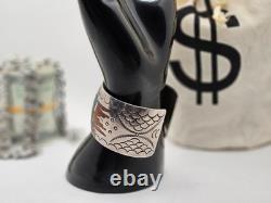 Beautiful Native American Vintage Sterling Silver Jewelry Cuff Turquoise Inlay